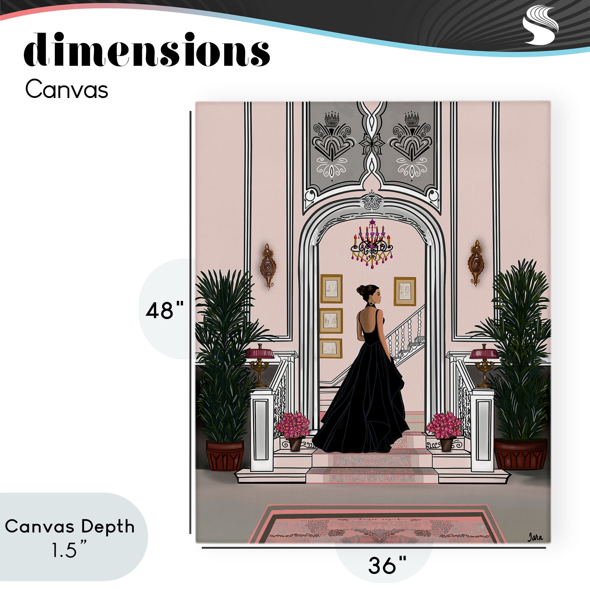 Stupell Industries Mansion Girl in Gown Canvas Wall Art, design by Tara Boone