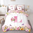 thumbnail image 1 of Erosebridal Letter Initial Bedding Sets Twin Size,Monogrammed Personalized Comforter Sets with Sheets,Flower Decor,Reversible,Breathable,7-Piece, 1 of 1