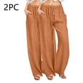 thumbnail image 2 of FNFYFH Clearance Ladies Plus Size Casual Long Linen Pants Solid, 2 of 5
