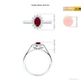 thumbnail image 4 of ANGARA Natural Princess Diana Inspired Ruby Ring with Diamond Halo in 14K White Gold for Women (Size-6x4mm) | July Birthstone, Birthday, Anniversary, Jewelry Gift for Women | Natural Ruby Ring, 4 of 9