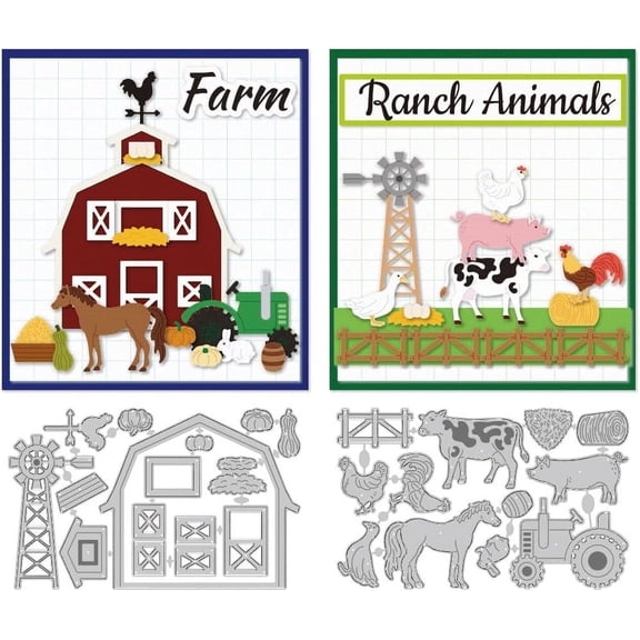 1 Set Farm Animal Cutting Dies Card Making Die Stencil Metal Card Die Cuts Scrapbooking Embossing Template Dies for Birthday Greeting Cards Craft Paper Photo Album Invitation Decor