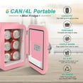 thumbnail image 3 of CROWNFUL Mini Fridge, 4 Liter/6 Can Portable Cooler and Warmer Personal Refrigerator, AC/DC,Pink, 3 of 9