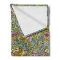 thumbnail image 2 of Colorful Soft Flannel Fleece Throw Blanket, Cartoon Theme Hippie Style Illustration of Floral and Vintage Motifs Doodle Art, Cozy Plush for Indoor and Outdoor Use, 60" x 80", Multicolor, by Ambesonne, 2 of 5