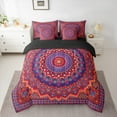 thumbnail image 2 of Manfei Bohemian Mandala Bedding Comforter Set 7 Pieces for Girls Women, Hippie Floral Flower Queen Bedding Sets, Red Purple Queen Sheet Sets, Luxury Bedroom Decor, 2 of 8