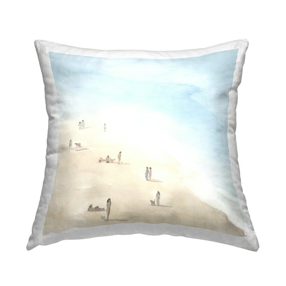 Stupell Industries People Lounging at Beach Soft Coastal Landscape Blue,18 x 7 x 18 Decorative Pillows