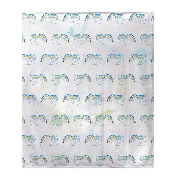 Betsy Drake Interiors Blue Shrimp Tiled Fleece Throw