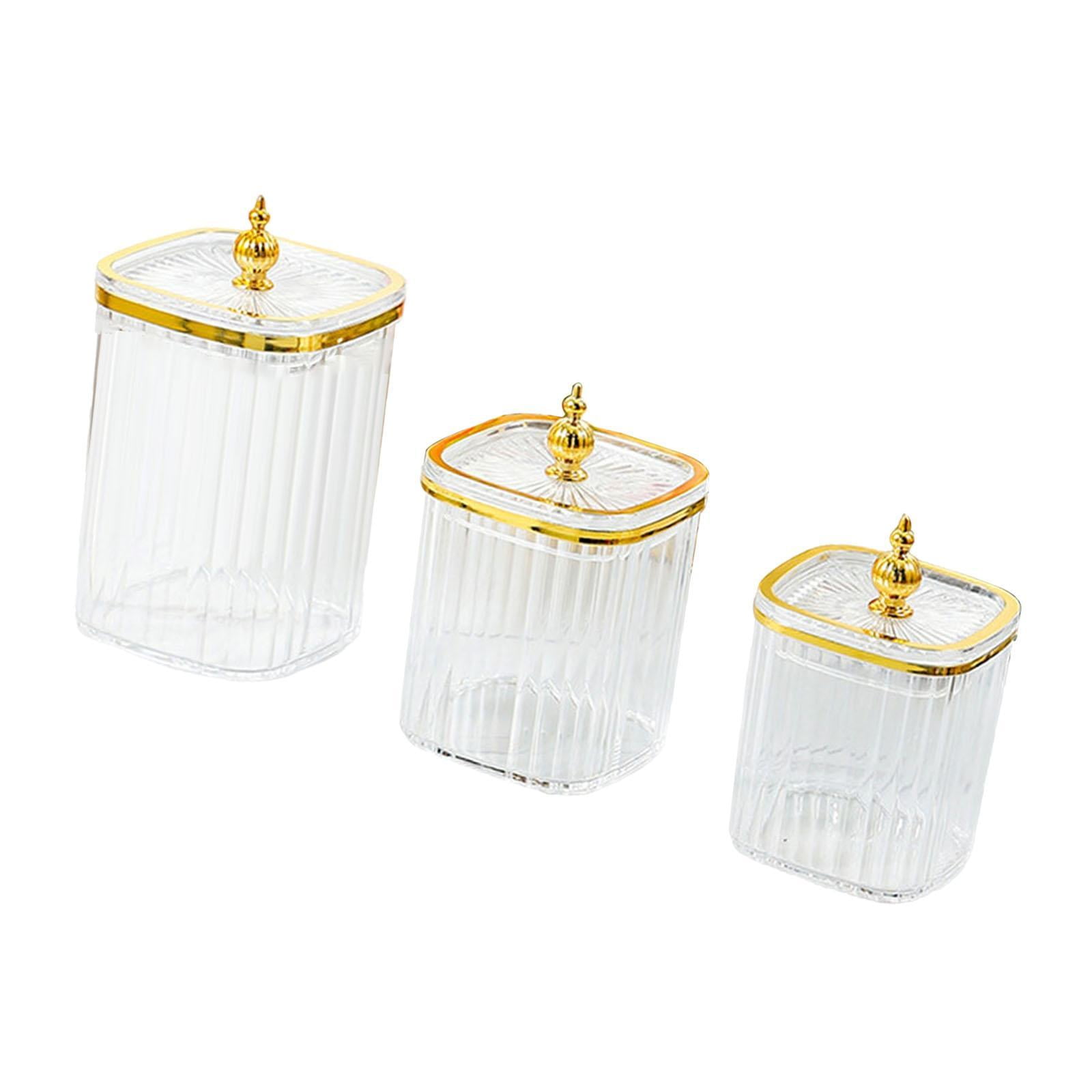 Baoblaze 3 Pieces Airtight Food Storage Container Grain Jar for Kitchen Wedding Candy Clear Bead