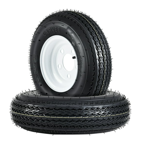 4.80-8 4.80x8 480-8 Trailer Tire and Wheel Assembly, Heavy-Duty Load Range C 6PR, 5 Lug White Modular Wheel, 8 Inch Tires for Utility/Boat/Camper Trailers, Set of 2