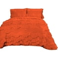 thumbnail image 2 of D.N.G. BEDDINGS 800 Thread Counts, 100% Egyptian Cotton, 550 GSM Microfiber filled Quilt Ruffled With Small Pom Pom Textured 5 Piece King/Cal-King Size Comforter Set, Orange, 2 of 6