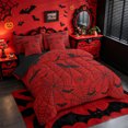 thumbnail image 2 of Homewish Gothic Halloween Spider Web 7 Pieces Full Size Bedding Sets,Bat Spooky Pattern Full Size Bed in a Bag,Red Black,Black Reversible, 2 of 8