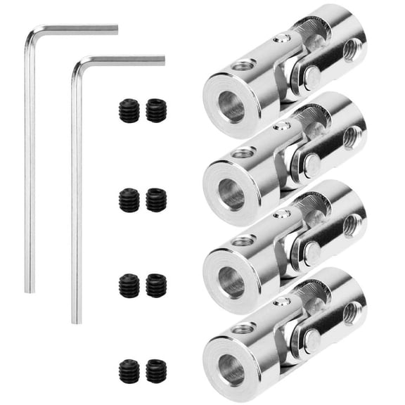 4 Packs 4mm to Steel Universal Joint Cardan Coupling Connector, Rotatable Model DIY Motor Shaft Fitting Accessory