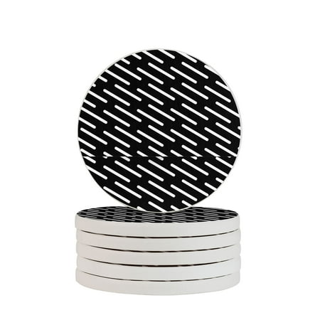 

Circular Drink Coasters Set Black And White Abstract Pattern Beautiful Home Decor Diatomite Heat-Resistant Diatomite Protect Table Countertop