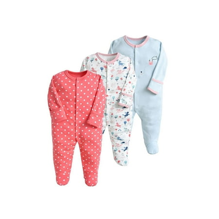 

Haite Newborn Cartoon Crew Neck Sleepwear Outfits Cute Animal Print Romper Home Long Sleeve Buttons Pajamas Red Dot Cartoon 6-9