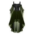 thumbnail image 1 of Robes Style Gothique pour Femmes Grande Taille Robe Midi Élégante avec Manches Évasées Ourlet Irrégulier, 1 of 5