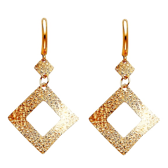 14k Yellow Gold Dangling Earrings 22x40mm Stud Earring for Women - 2.5 Grams