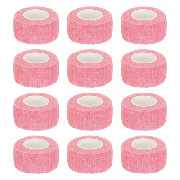 12 Pack Elastic Cohesive Bandage Wrap 1 Inch x 5 Yards Breathable Self Adhesive Athletic Tape Roll Light Pink