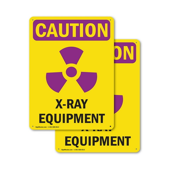 (2 Pack) X-Ray Equipment With Symbol OSHA Caution Radiation Sign 18 Inch X 24 Inch Plastic Sign, Weather Resistant, UV Protected for Workplace, Business, and Construction Site, Made in