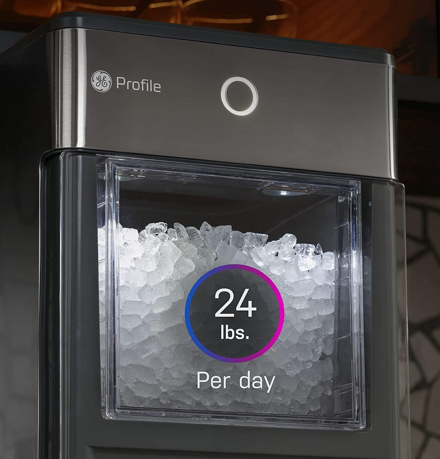 Countertop Nugget Ice Maker with Side Tank | Portable Ice Machine with Bluetooth Connectivity | Smart Home Kitchen Essentials | Stainless Steel Finish | Up to 24 lbs. of Ice Per Day
