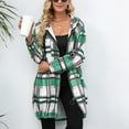 thumbnail image 5 of Turilly Womens Jackets Ladies Clearance, Women's Check Print Loose Lapel Zip Hooded Double Pocket Blazer Long Sleeve Hooded Casual Coat/Jacket, 5 of 7