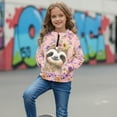 thumbnail image 3 of Xixirimido Sloth Roses Pink Pattern Girls' Hoodies Sweatshirts Half Zipper Pullover Crop Tops with Pocket for Teen Girls Long Sleeve Sweater Size 11-12, 3 of 7