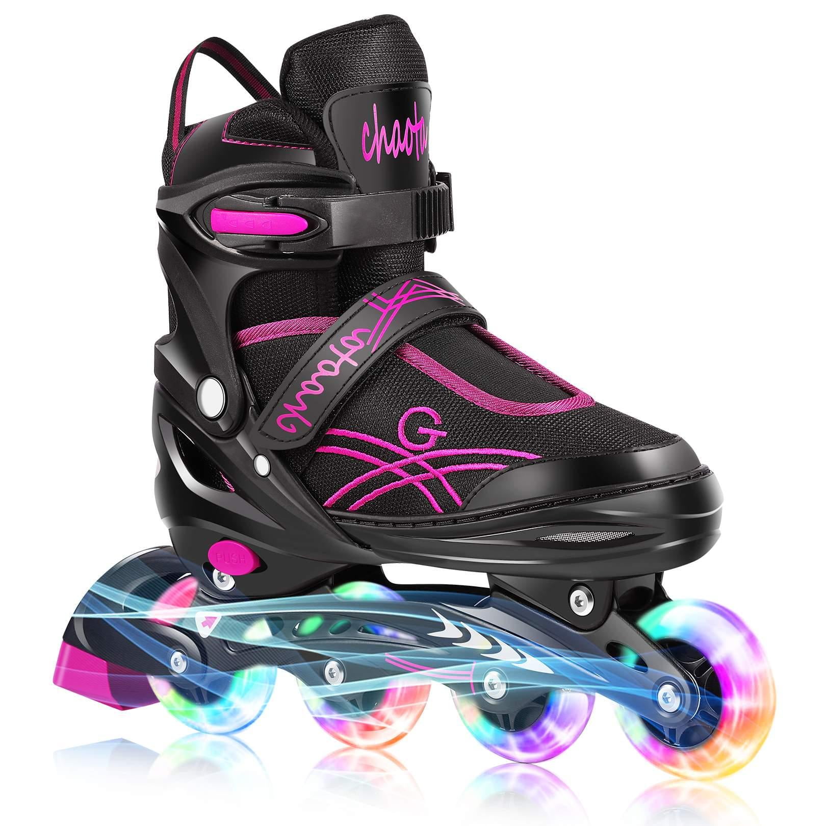 Inline Skates W/4 Illuminating Wheel Adjustable Roller Blades Boots For Kids 