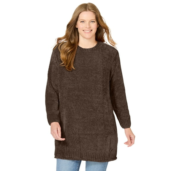 Woman Within Plus Size Crewneck Chenille Sweater