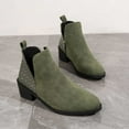 thumbnail image 6 of Bnwani Womens Boots New Winter Pile Toe Chunky Ankle Leather Splicing Suede Boot Green Size 8, 6 of 9