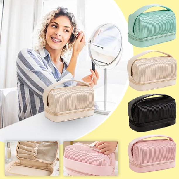 onlyliua Ofertas Flash Bolsa de Maquillaje, Bolsa de Lavado Plisada, Bolsa de Almacenamiento Portátil de Viaje de Media Caña