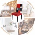 thumbnail image 5 of Geometric Red Dining Chair Cover Set of 4,Black White Grey Vintage Color Blocks Stretch Chair Protectors Slipcover,Spandex Kitchen Chair Seat Back Cushion Slip Cover for Dining Room,Party,Hotel, 5 of 6