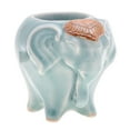 thumbnail image 3 of NOVICA Celadon ceramic tealight holder, 'Bright Elephant in Green', 3 of 6