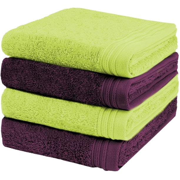 Premium Towel Set of 4 Hand Towels 18" x 30" Color Apple Green and
