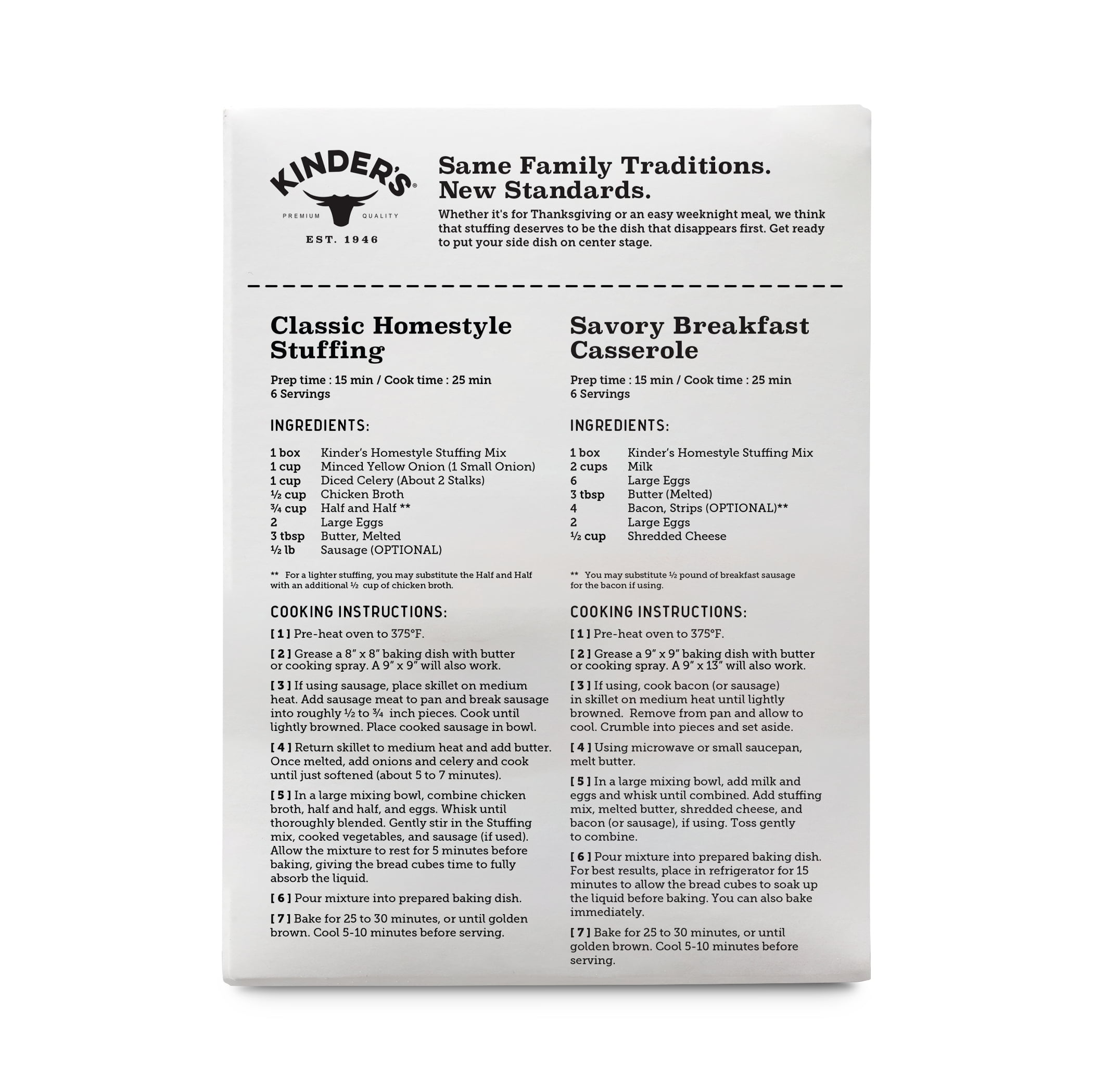 (6 pack) Kinder's Brown Butter and Herbs Homestyle Stuffing Mix, 6 oz