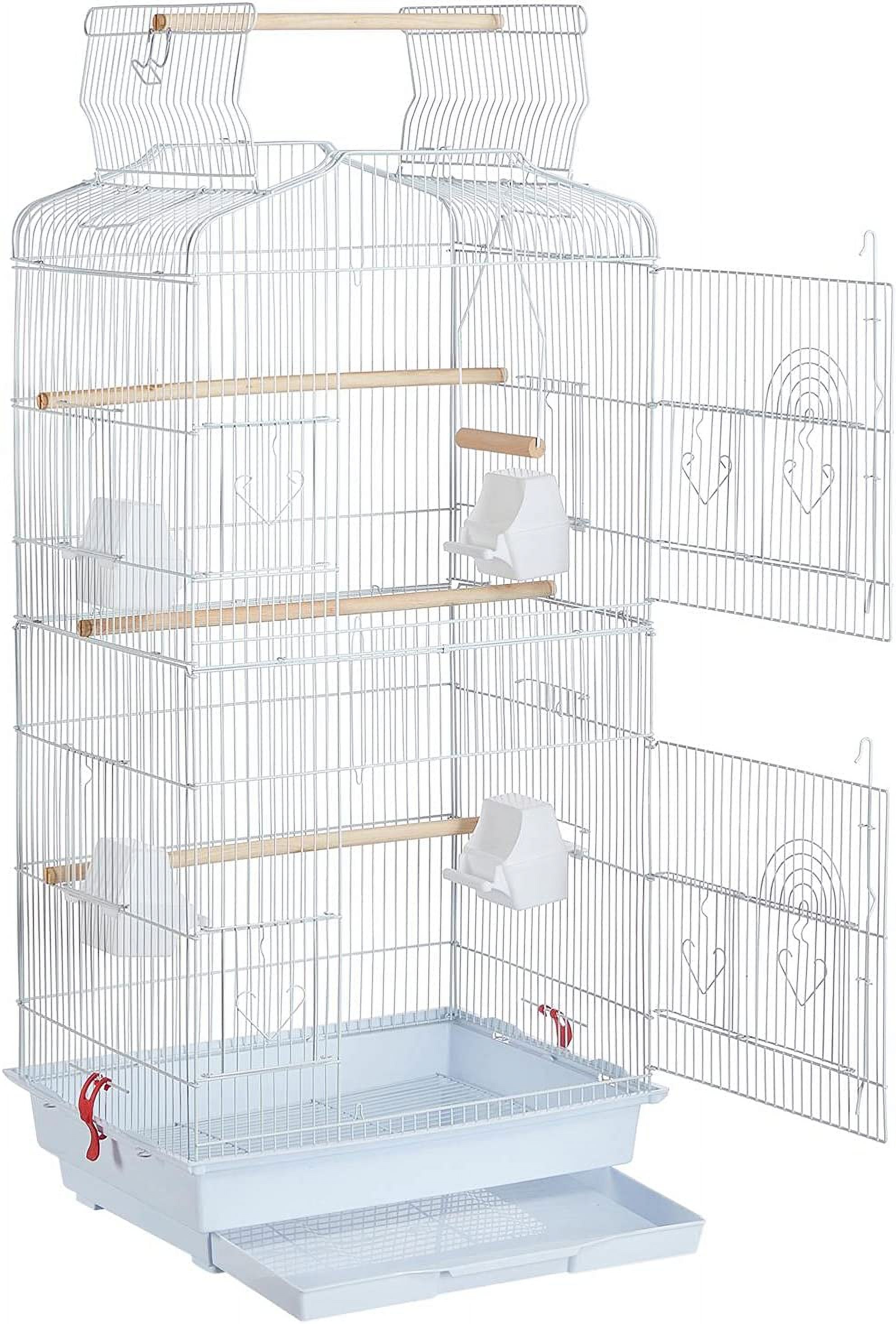 GMNIU Open Top Medium Parrot Flight Bird Cage for 2 Parakeets, White