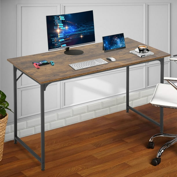 Computer Desk Home Office Gaming Corner Writing Black Large 47 2 W X 23 6 D Student Art Modern Simple Style Pc Wood And Metal Workstation For Small Space Vintage Office Desk Gaming Corner Writing, Vintage Metal Student Desk
