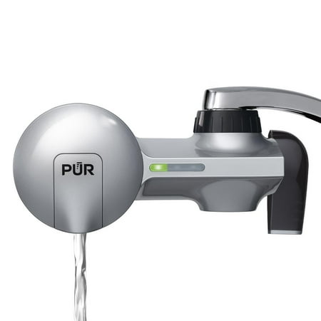 pur plus faucet mount water filtration system, horizontal, matte silver, pfm300v