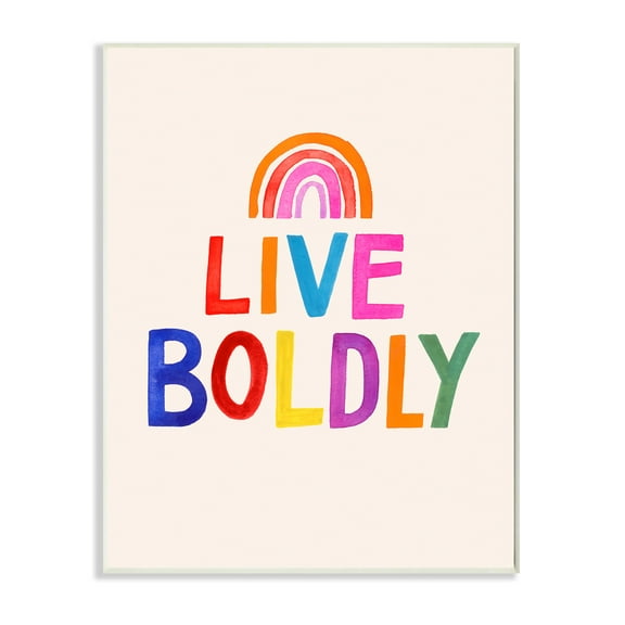Stupell Industries Live Boldly Phrase Rainbow Block Letters Wall Plaque by Victoria Barnes
