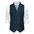 thumbnail image 2 of hopeusnice Men's Irregular Design Suit Vests Business Vests Slim Fit Single Breasted Waistcoat with Buttons Navy XL, 2 of 9