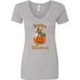 thumbnail image 3 of Inktastic Happy Halloween Kittens in Pumpkin Women's V-Neck T-Shirt, 3 of 5