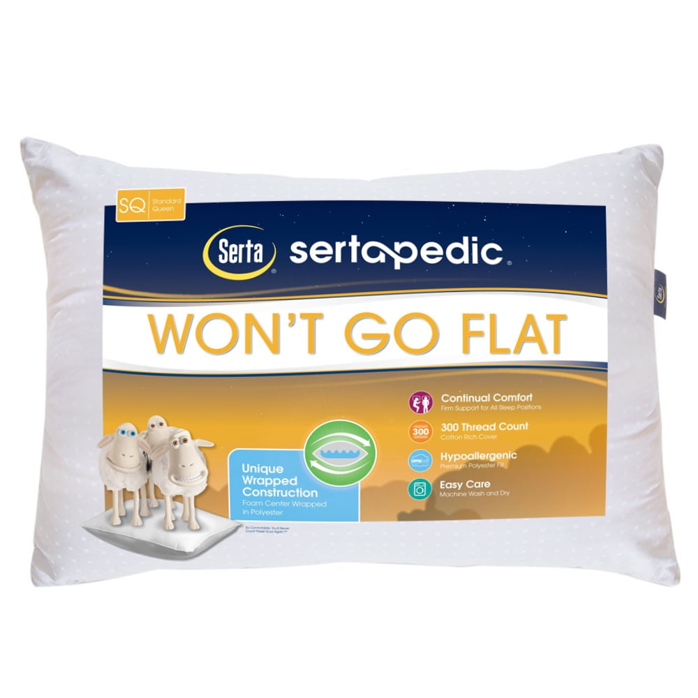 Won/'t Go Flat Pillow  Head Neck Sleep Support Foam Standard//Queen Set Of 2 White