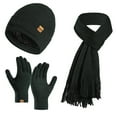 thumbnail image 3 of Xfvqtps Womens 3 Piece Sets Hat Scarf and Mittens Knitted Fleece Lining Tassels Solid Color Windproof Coldproof Warm Fall Winter Beanie Scarf and Glove 3PCS Outfits Set Green, 3 of 3