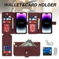 thumbnail image 2 of ELEHOLD Luxury Wallet Case for iPhone 14 Pro Max 6.7" Card Slots Zipper Purse Stand Function with Crossbody Strap Wrist Strap PU Leather Shockproof Case, Winered, 2 of 9