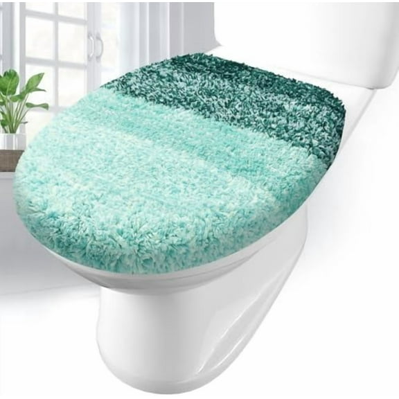 Soft Microfiber Bathroom Toilet Lid Cover, Machine Washable Seat Covers, 17.5 x 15, Stays in Place Rubber Backing, Fits Most Round, Elongated and Oblong Lids, Accessories Decor, Dark Green
