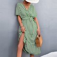 thumbnail image 4 of Jusqu'à 65 % de Réduction! Robes d'Été Mode pour Femmes 2024 Grande Taille Couleur Volant Élégant Ample Manches Courtes Col Rond Robe, 4 of 9