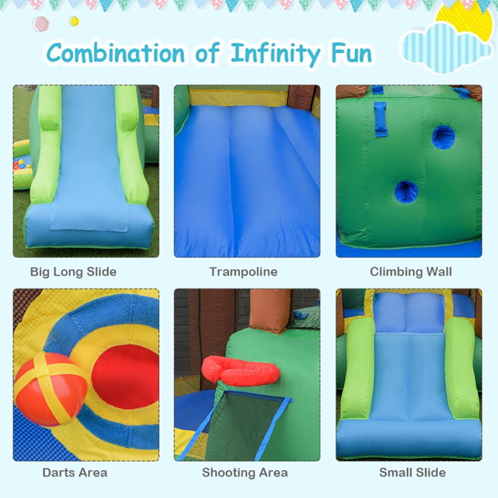 Aimee Lii Kids Inflatable Jungle Bounce House Castle with 750W Blower, Playhouse for Kids Outdoor