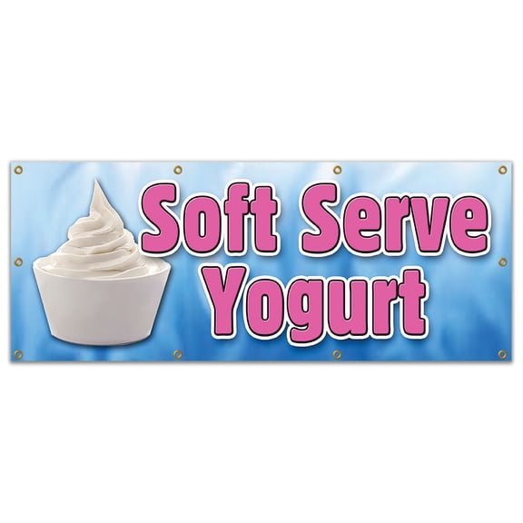 36"x96" SOFT SERVE YOGURT BANNER SIGN healthy homemade topping delicious frozen