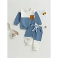 thumbnail image 2 of BblyThe Toddler Baby Boys Fall Outfits 0 6 12 18 24 Months 2T 3T Contrast Color Long Sleeve Sweatshirt and Elastic Pants Clothes Set, 2 of 9