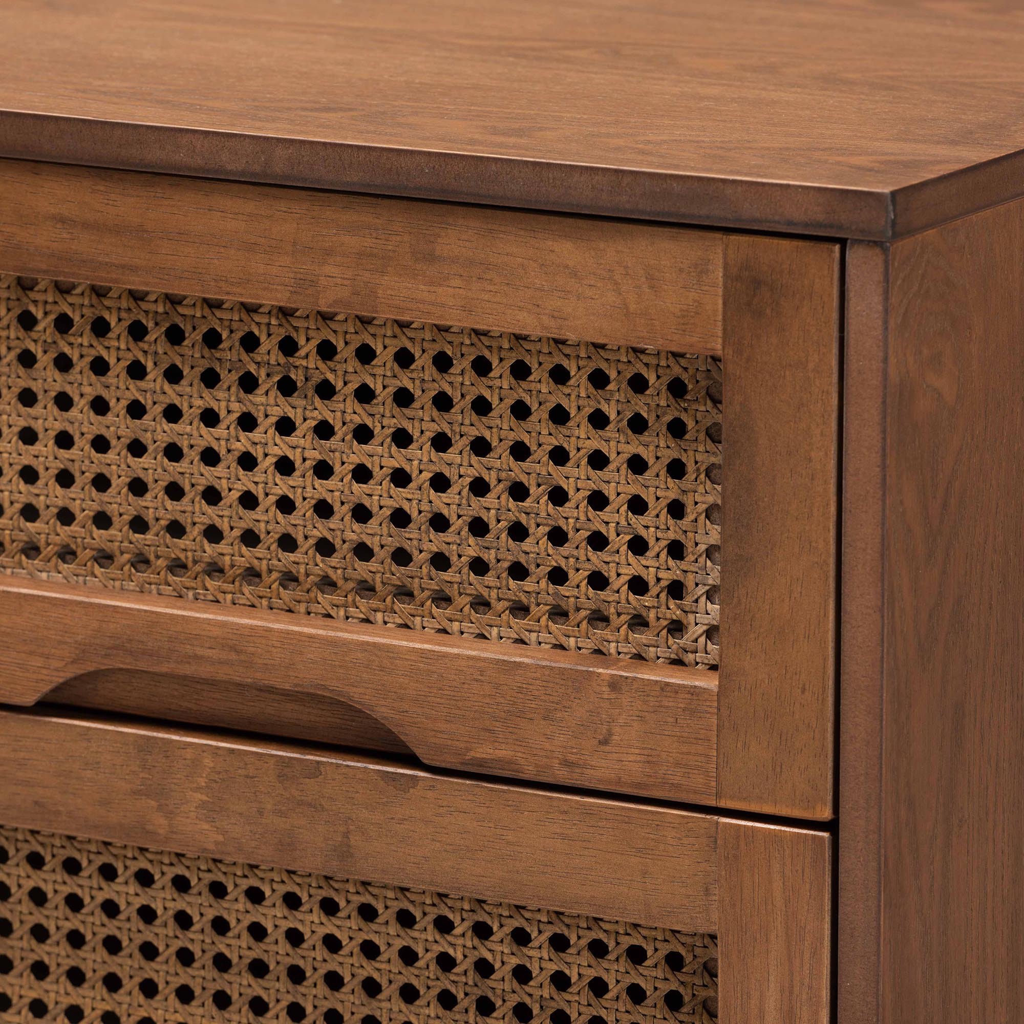 Baxton Studio Demeter Mid-Century Bedroom Set, 3-Piece, Walnut Brown
