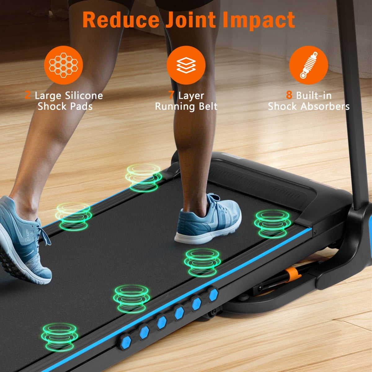 3.0 HP Incline Treadmill for Running & Walking, Treadmills For Home 350 lbs Weight Capacity Hydraulic System Auto-Folding Treadmill with Type C & USB Charge For Android, 10MPH, Bluetooth Speaker