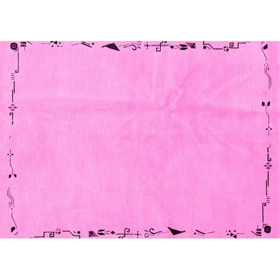 Ahgly Company Indoor Rectangle Solid Pink Modern Area Rugs, 8' x 10'