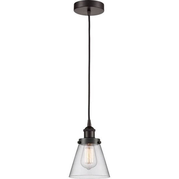 616-1PH-OB-G62-LED-Innovations Lighting-Cone - 1 Light Mini Pendant In Industrial Style-8 Inches Tall and 6 Inches Wide Oil Rubbed Bronze Clear